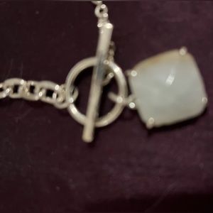 Beautiful white stone with silver color chain necklace !